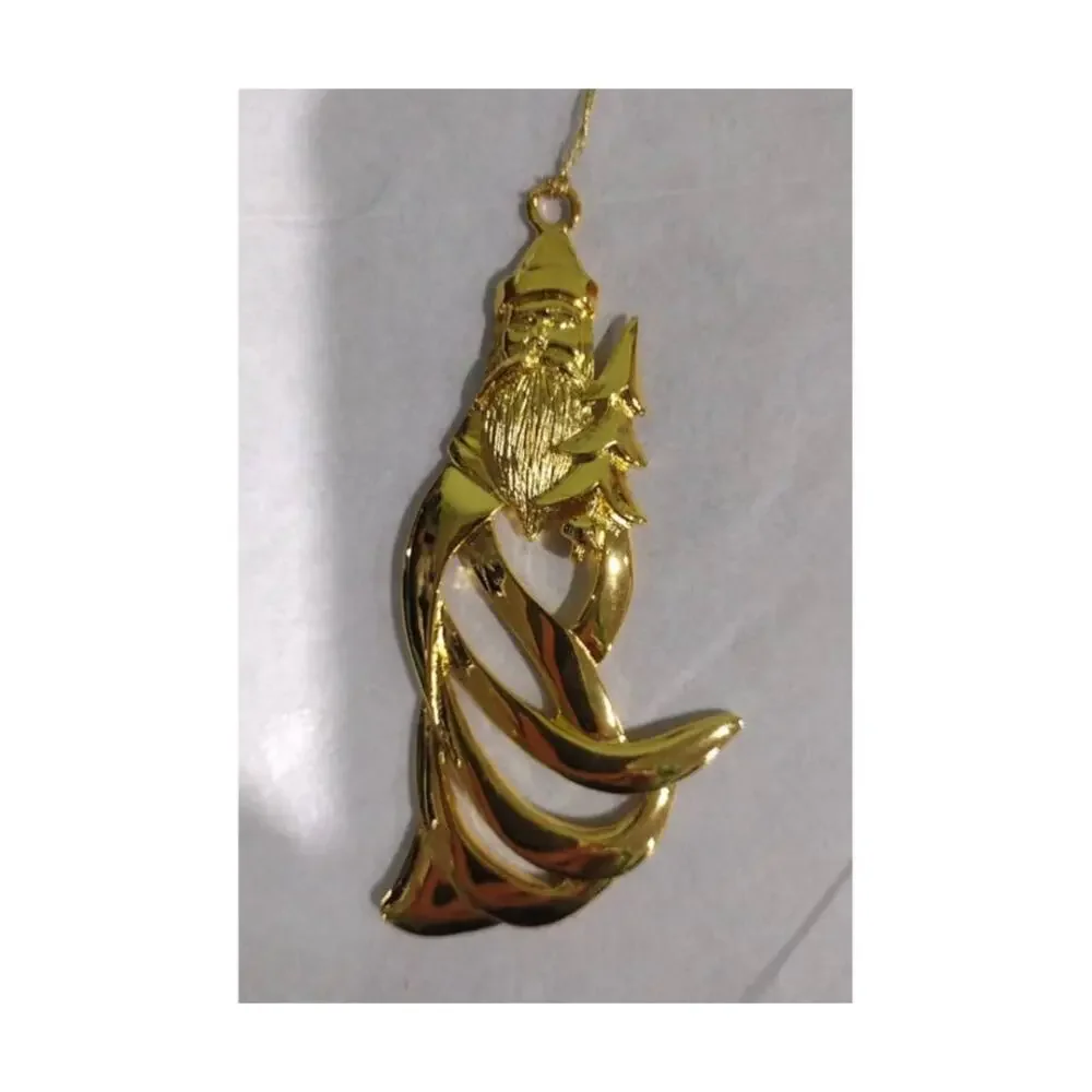Vintage Wallace Silversmiths‎ 24K Gold Finish Santa Ornaments